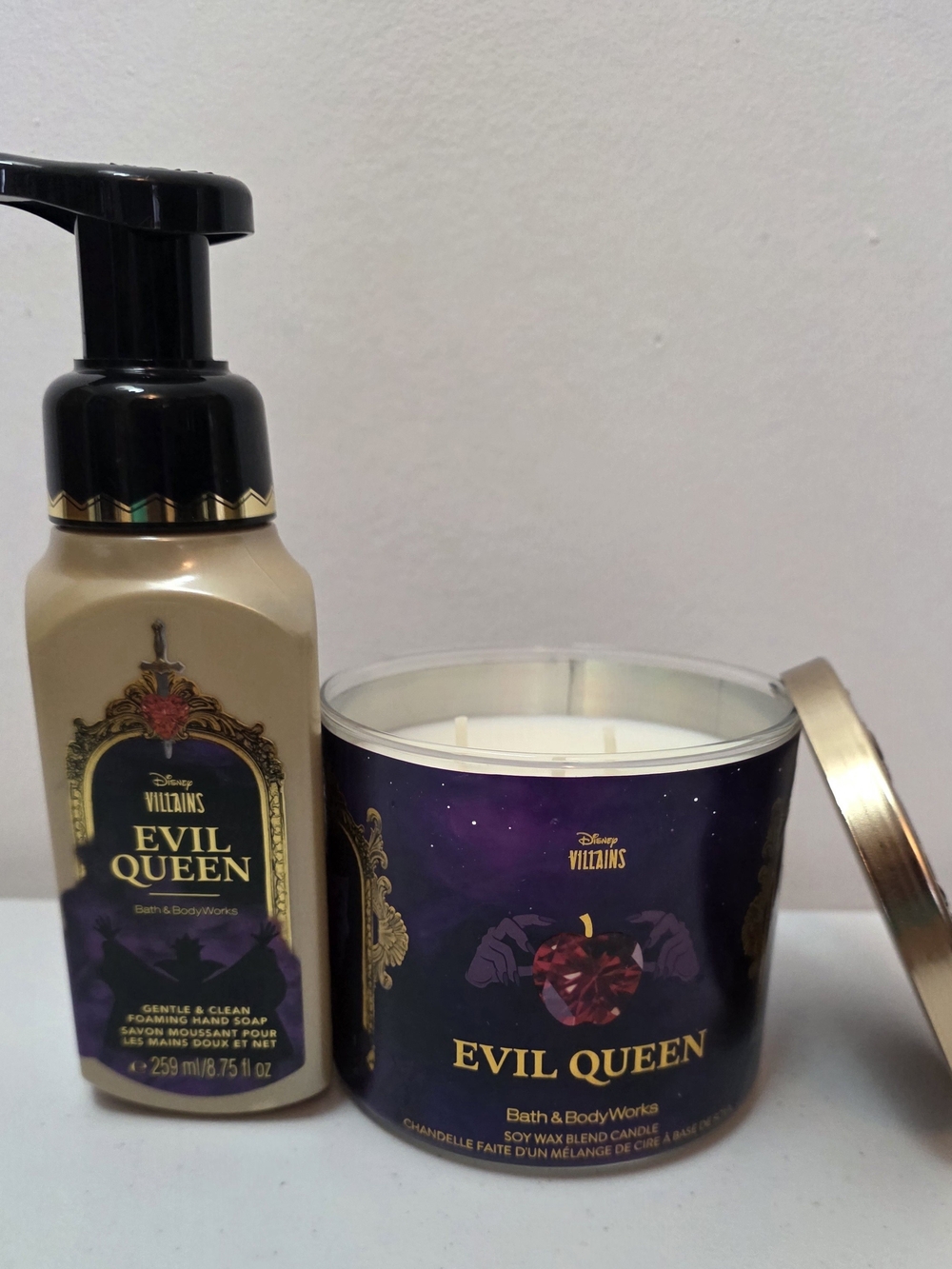 Bath & Body Works Disney: Evil Queen-3 Wick Candle &  Foaming Hand Soap Set